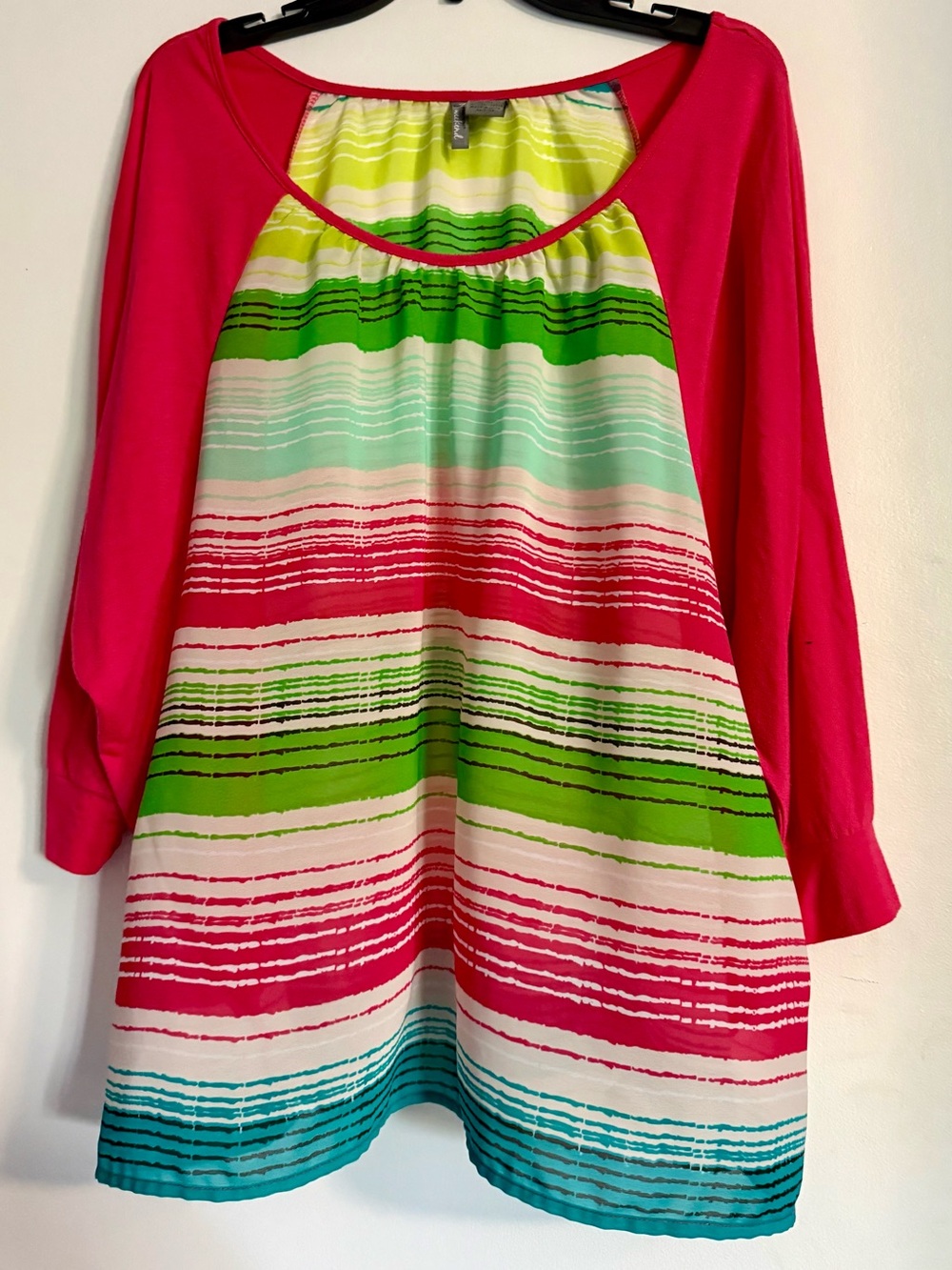 Sz 2X new directions weekend Striped Colorful Top